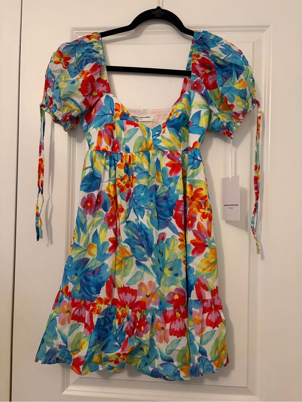 Amanda Uprichard Multicolor Floral Puff-Sleeve Dress